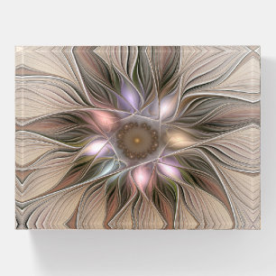 Joyful Flower Abstract Beige Brown Floral Fractal Paperweight