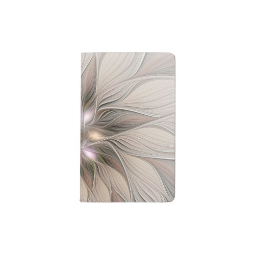 Joyful Flower Abstract Beige Brown Floral Fractal Pocket Moleskine Notebook