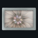 Joyful Flower Abstract Beige Brown Floral Fractal Rectangular Belt Buckle<br><div class="desc">Modern abstract and unique fantasy flower fractal art with earth tones.
Beige,  brown,  rose pink pastel colors.
Design for your unusual and decorative floral belt buckle and more.</div>