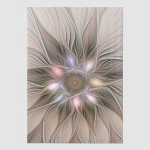 Joyful Flower Abstract Beige Brown Floral Fractal Tissue Paper