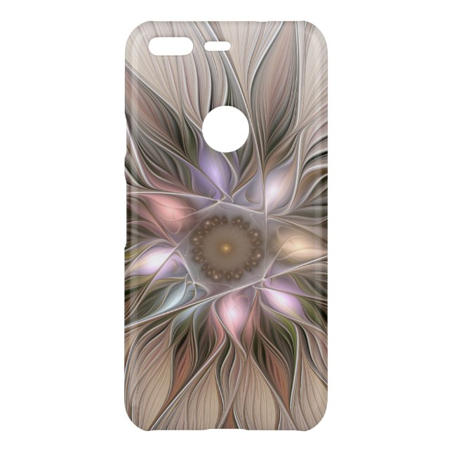 Joyful Flower Abstract Beige Brown Floral Fractal Uncommon Google Pixel Case (Back)