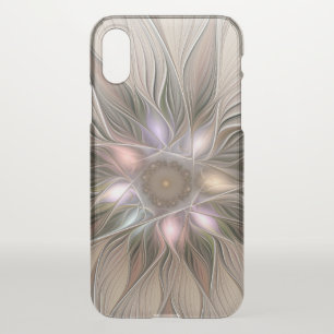 Joyful Flower Abstract Beige Brown Floral Fractal iPhone X Case