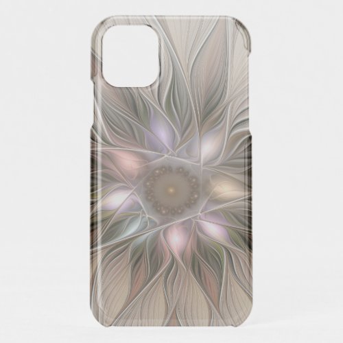 Joyful Flower Abstract Beige Brown Floral Fractal iPhone 11 Case