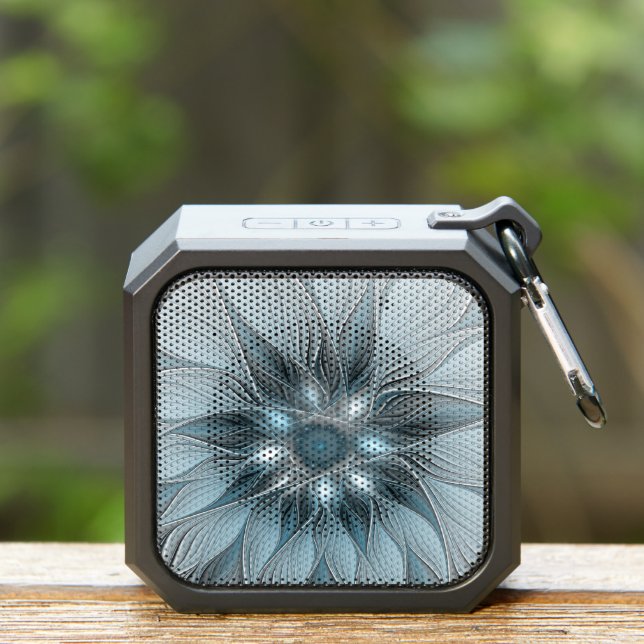 Joyful Flower Abstract Blue Gray Floral Fractal Bluetooth Speaker (Insitu(Outdoor))