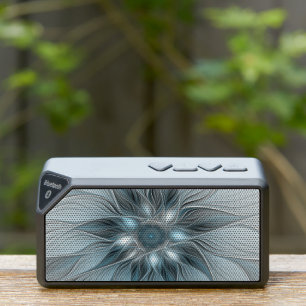 Joyful Flower Abstract Blue Gray Floral Fractal Bluetooth Speaker