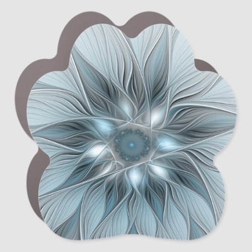 Joyful Flower Abstract Blue Gray Floral Fractal Car Magnet