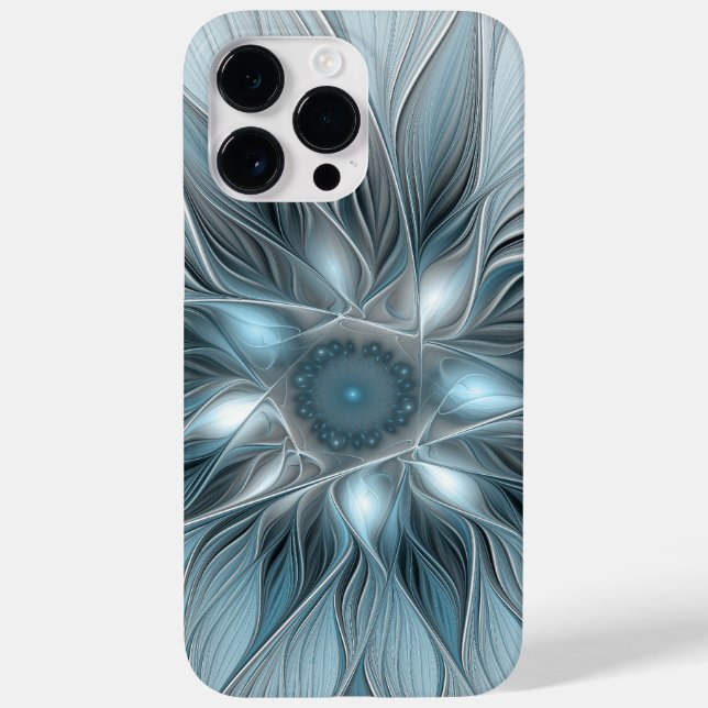 Joyful Flower Abstract Blue Gray Floral Fractal Case-Mate iPhone Case (Back)