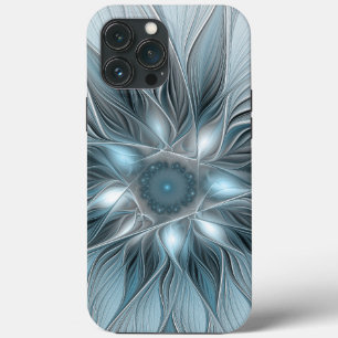 Joyful Flower Abstract Blue Gray Floral Fractal iPhone 13 Pro Max Case