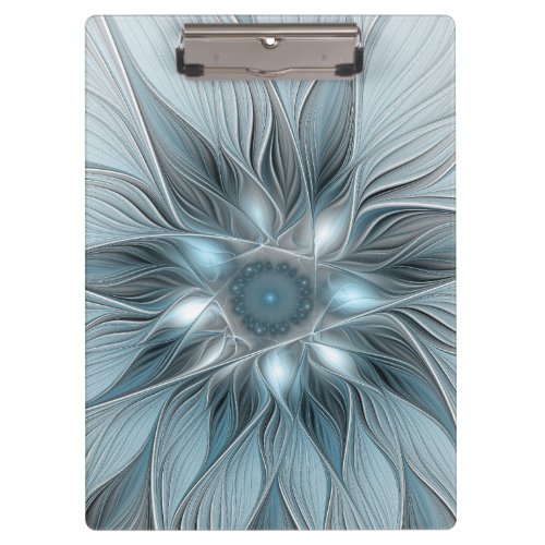 Joyful Flower Abstract Blue Gray Floral Fractal Clipboard