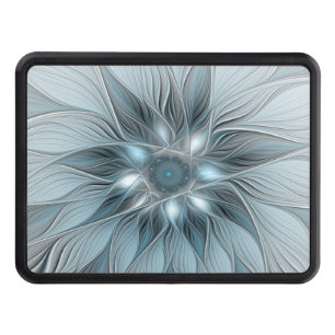 Joyful Flower Abstract Blue Gray Floral Fractal Hitch Cover