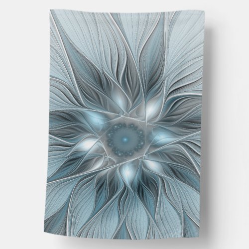 Joyful Flower Abstract Blue Gray Floral Fractal House Flag