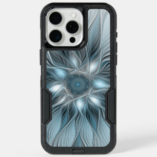 Joyful Flower Abstract Blue Gray Floral Fractal iPhone 15 Pro Max Case