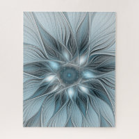 Joyful Flower Abstract Blue Gray Floral Fractal