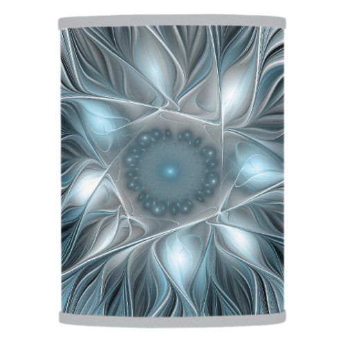 Joyful Flower Abstract Blue Gray Floral Fractal Lamp Shade
