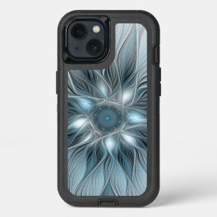 Joyful Flower Abstract Blue Gray Floral Fractal iPhone 13 Case