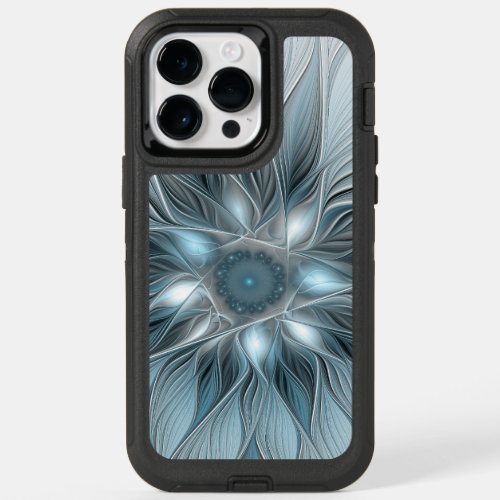 Joyful Flower Abstract Blue Gray Floral Fractal OtterBox iPhone 14 Pro Max Case