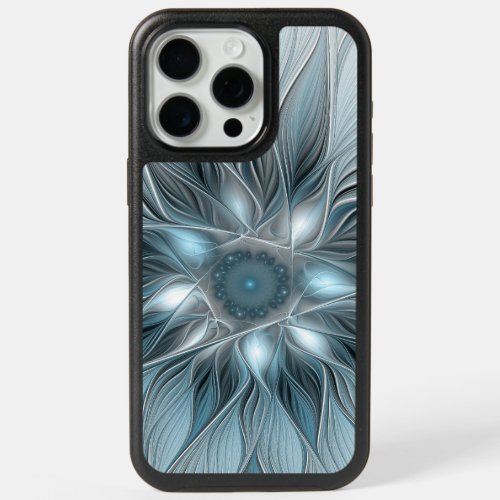 Joyful Flower Abstract Blue Gray Floral Fractal iPhone 15 Pro Max Case