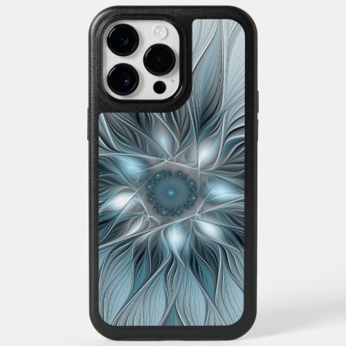 Joyful Flower Abstract Blue Gray Floral Fractal OtterBox iPhone 14 Pro Max Case