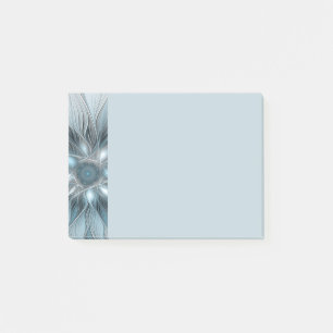Joyful Flower Abstract Blue Gray Floral Fractal Post-it Notes