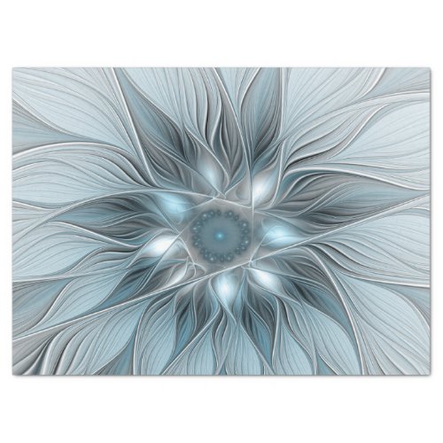 Joyful Flower Abstract Blue Gray Floral Fractal Tissue Paper
