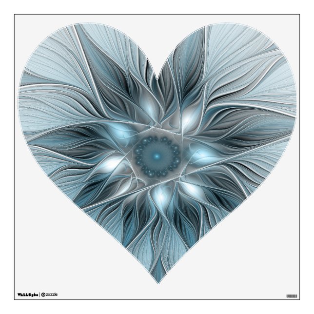 Joyful Flower Abstract Blue Gray Floral Fractal Wall Decal (Front)