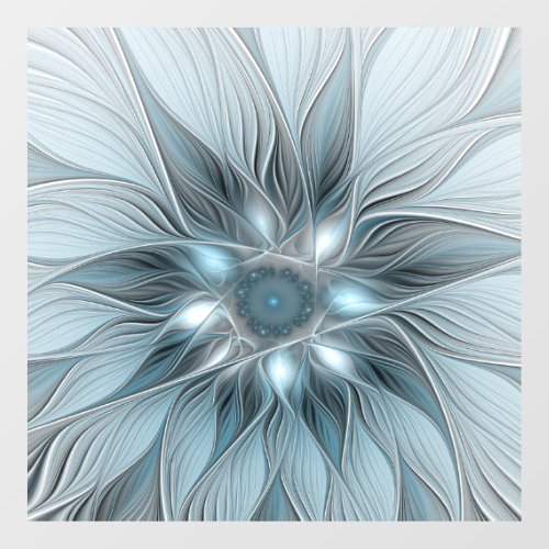 Joyful Flower Abstract Blue Gray Floral Fractal Window Cling