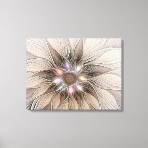 Joyful Flower Abstract Floral Fractal Art Triptych Canvas Print
