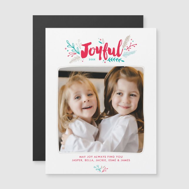Joyful Foliage Christmas Holiday Magnetic Card (Front/Back)