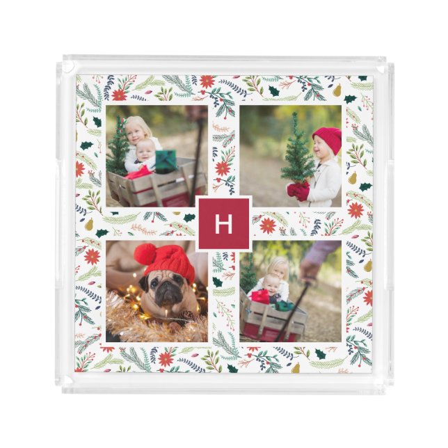 Joyful Foliage | Holiday Photo Collage Acrylic Tray (Front)