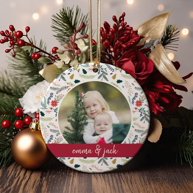 Joyful Foliage Photo Ceramic Ornament (Creator Uploaded)