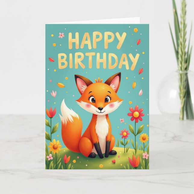 Joyful Fox Birthday Card (Front)