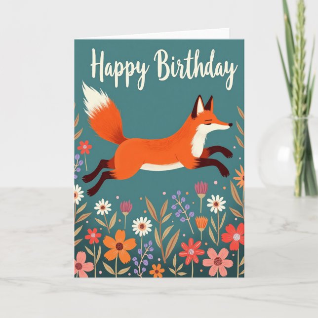 Joyful Fox Illustration Card (Front)