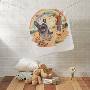 Joyful French Bulldog & Coffee Splash – Paws, Baby Blanket