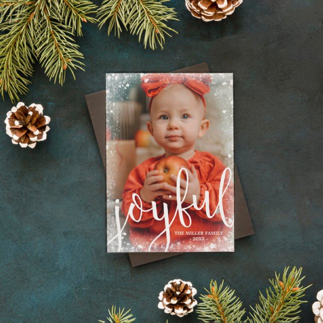 Joyful | Frosted Christmas Photo Holiday Card (Creator Uploaded)