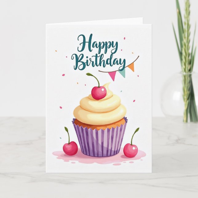 Joyful Frosted Cupcake Card (Front)