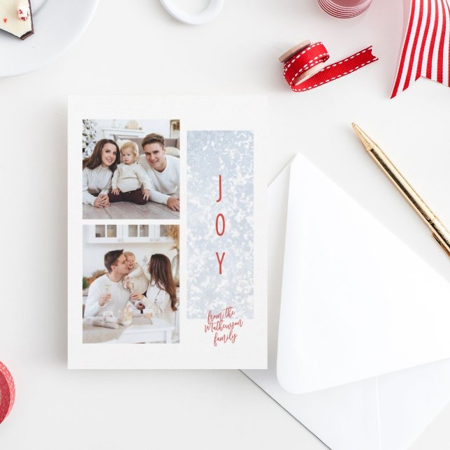 Joyful Frosty Family Two Photo Holiday Card (Creator Uploaded)