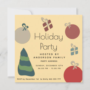Joyful fun colorful ornaments gifts Holiday Invitation