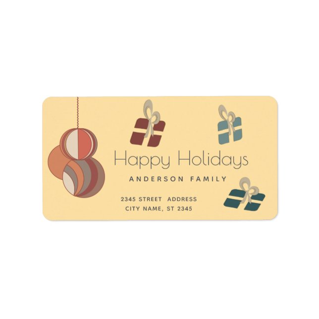 Joyful fun colorful ornaments gifts Holiday  Label (Front)