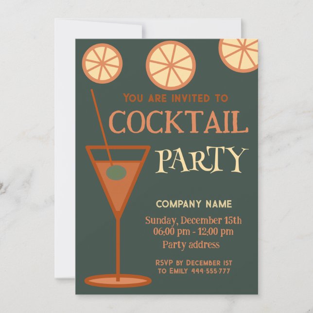 Joyful fun cool Christmas cocktail party corporate Invitation (Front)