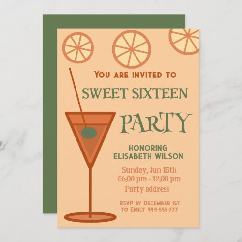 Joyful fun cool cocktail party sweet 16 invitation