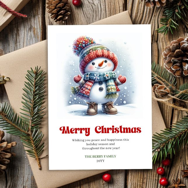 Joyful funny snowman minimalist holiday greeting  card (Joyful funny snowman minimalist holiday greeting printable)