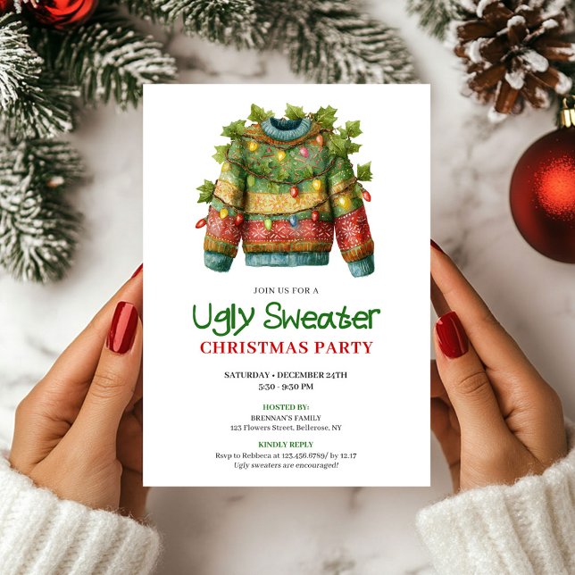 Joyful Funny Ugly Sweater Christmas Invite (Joyful Funny Ugly Sweater Christmas Invite)