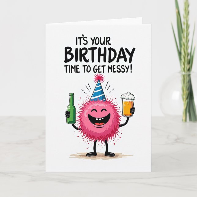 Joyful Fuzzy Birthday Card (Front)