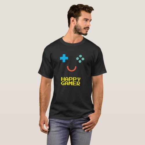 Joyful Gamer _ Retro Gaming Emoticon T_Shirt