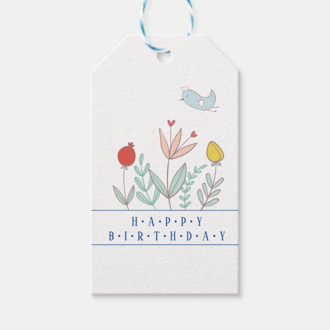 Joyful Garden Bird Gift Tag (Front)