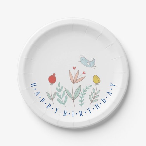 Joyful Garden Bird Paper Plate