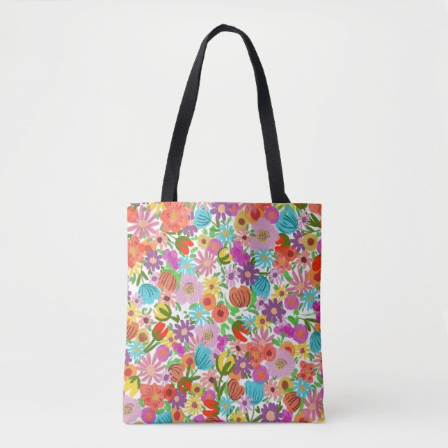 Joyful Garden Bloom Tote Bag (Front)