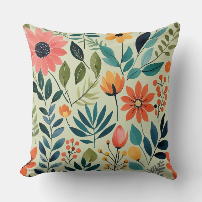Joyful Garden Throw Pillow (Front)