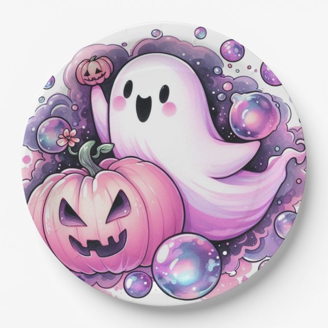 Joyful Ghost Paper Plates (Front)