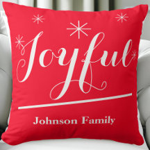 Joyful Gift Script Name Chic Rustic Red Christmas